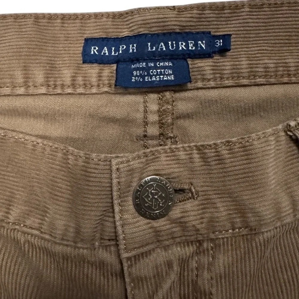 Ralph Lauren VTG Corduroy Pants Men 31x30 Tan Slim Straight Stretch Tan 5-Pocket